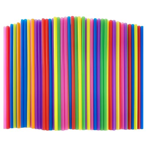 KTOJOY 100 PCS Colorful Disposable Drinking Straws 0.23 Diameter and 8.26 Long Plastic Straws for Juice Margarite and Tea