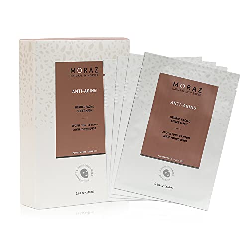 Moraz Collagen Anti-Aging Sheet Mask with Pomegranate and Polygonum Extracts Face Mask with Hydrolyzed Collagen, Beauty Mask For All Skin Care Type, 4 Pack - .6 FL. OZ/each
