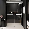 44-48 in. W x 72 in. H Double Sliding Shower Door, Semi-Frameless Bypass Bathroom Sliding Door with 1/4" (6mm) Tempered Glass for Walk-in Shower (White, 48" W x 72" H)