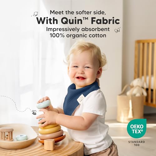 Image of KeaBabies 8pk Organic Baby Bandana Bibs for Drooling Teething (Basic /Quin)
