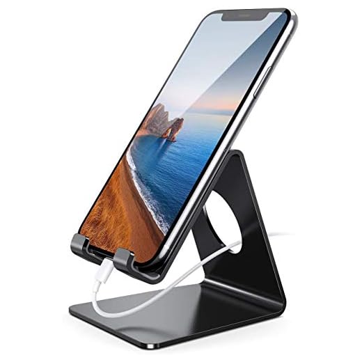Lamicall Cell Phone Stand, Phone Dock: Cradle, Holder, Stand for Office Desk, Compatible with Phone 12 Mini 11 Pro Xs Xs Max Xr X 8 7 6 6s Plus, All Android Smartphones Charging - Black