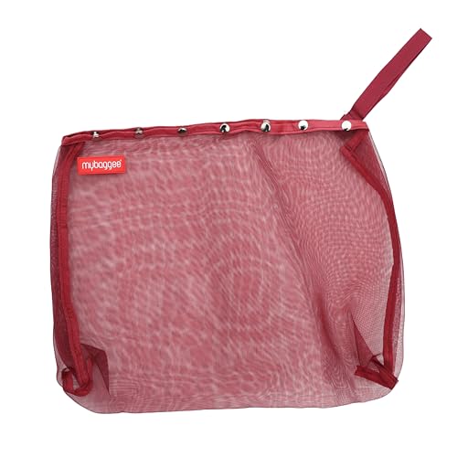 Image of Jumbo 7 Snaps Mesh Travel Knitting Bag with Snap Opening, Lightweight Nylon Storage Pouch for Yarns, Needles and Accessories (Red)
