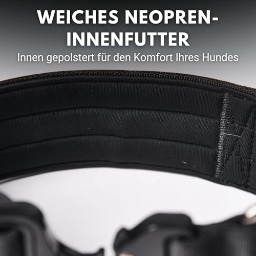 Spark Paws Taktisches Hundehalsband – Robuste, Premium-Qualität, Dick und Langlebig für Große und Mittelgroße Hunde - Black - L: 36-68kg [5cm]