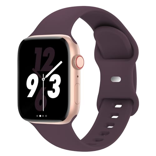 Sport Band Compatible with Apple Watch 38mm 40mm 41mm 42mm 44mm 45mm 46mm 49mm, Replacement Soft Silicone Strap Wristbands for iWatch Series 11/10/9/8/7/6/5/4/3/2/1 Ultra SE Women Men, Dark Cherry