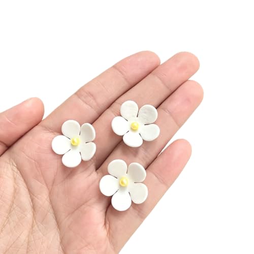 108 Count Edible Flower Cake Decorations, Small Edible Flowers, Sugar Flowers, Cakes & Cupcakes Toppers, Edible Dessert Decorations (0.8 Inch) (5 Petals White)