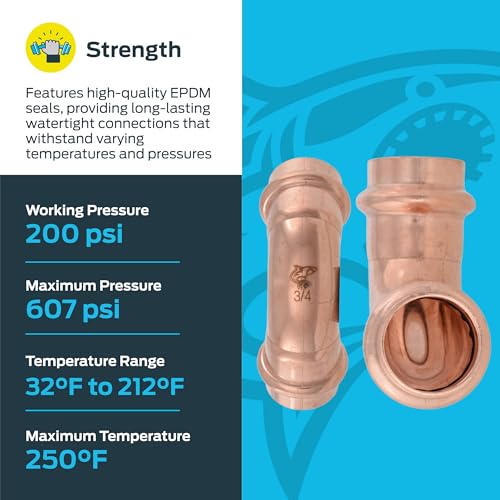 Image of SharkBite 3 /4 x 3 /4 Inch 90 Degree Elbow, Copper Press Plumbing Fitting, Pack of 5, UPR256X5
