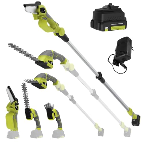 DEWINNER Taille-Haie 3 en 1 Télescopique - Tronçonneuse Électrique avec Interrupteur de Sécurité, Portée Jusqu À 2,54 m, Lames de 240 mm et 120 mm,...