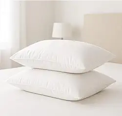 Kit 2 Travesseiros Pena de Ganso Fibras Importada Branco Macio Antialergico Pluma De Ganso Lavavel