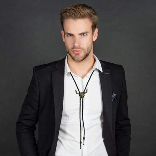 Image of Luckyvestir Bolo Tie for Men Women Kids, Mens Bolo Ties Western with Leather Strap, Accessories for Halloween Costume Shirts