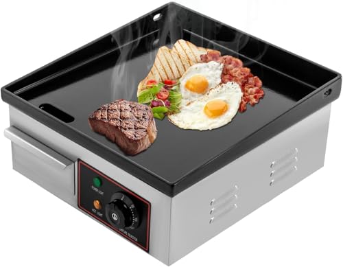 Bistecchiera a induzione, 1700 W, griglia elettrica commerciale, con rivestimento antiaderente smaltato con vassoio raccogli grassi, 36 x 38 cm, griglia elettrica per cuocere deliziosi pancake