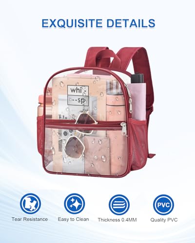 Image of Clear Backpack for Stadium Events, 12x12x6 Small Clear Plastic bag with Reinforced Straps for Game Security Festival Concert