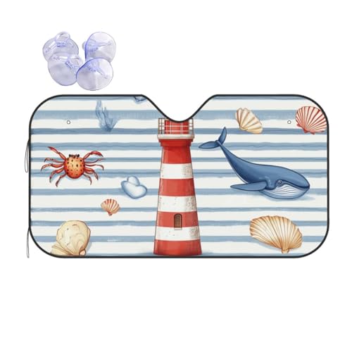 Parasol para parabrisas delantero de coche con diseño de cangrejo y faro 76x140cm