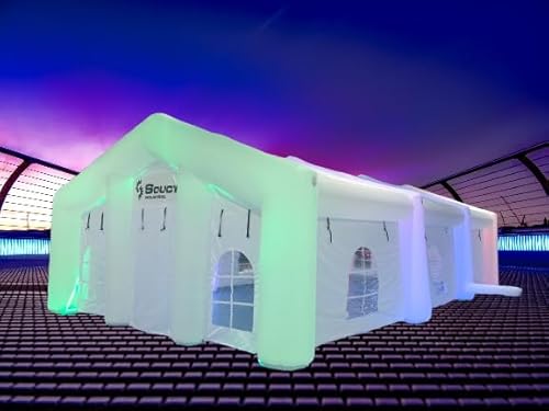 Large Inflatable Nightclub Cube Tent with LED Lighting Outdoor Marquee Windows Church Suitable for Birthday Parties/Friend Gatherings/Family Celebration Parties(with Blower 40x20x13FT)
