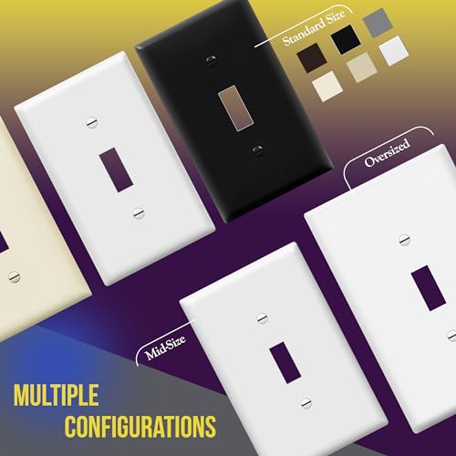 Image of ENERLITES Light Switch Cover Plate, Toggle Wall Plate Cover, Size 1-Gang 4.50 inch x 2.76 inch, Unbreakable Polycarbonate Thermoplastic, 8811-W-5PCS, White (5 Pack)