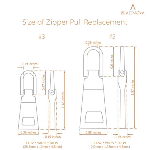 image for BEADNOVA Zipper Pull Replacement Metal Zipper Pull Repair Zipper Pull 