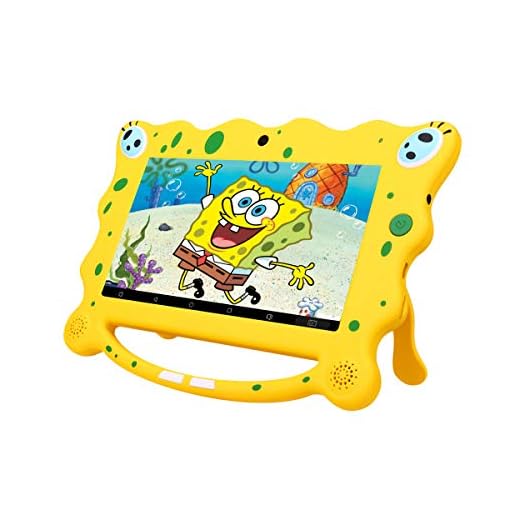 Ainol 7C08x-Tablet infantil de Android 8.1,tablet para niños de 7pulgadas,regalo para niños,1GB+16GB con wifi,doble cámara,tablet de Bob Esponja,juegos educativos,Amarillo