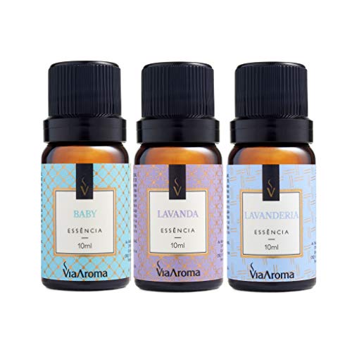 Kit 3 Essências Via Aroma 10ml (Baby, Lavanda e Lavanderia)