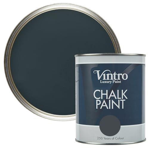 Vintro Paint - Chalk Paint for Furniture, Walls and Woodwork. Interior Use. Quick Dry. 1 Litre (Dark Grey - Lowry Grey)