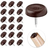 Waziaqoc 60PCS Nylon Furniture Sliders, Brown Nail On Furniture Glides Sliders Round 17.5mm x 5mm Furniture Legs Feet Floor Protectors Nail Pads for Table Chair Legs