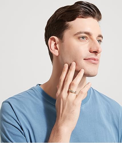 TIGRADE 6mm Gold Titanium Ring Cubic Zirconia Engagement Ring Wedding Band Size 4 to 12.54