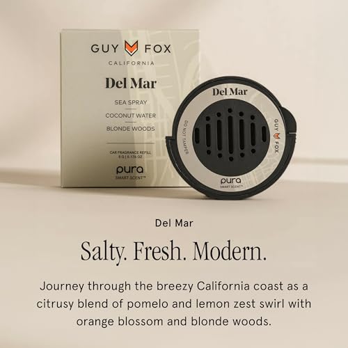 Image of Pura & GUY FOX Car Scent Refill - Fragrance for Pura Car Diffuser - Clean & Safe Luxury Diffuser Scent - Long-Lasting Fragrance for 30 Days of Aroma - Spring & Summer Refills - Del Mar