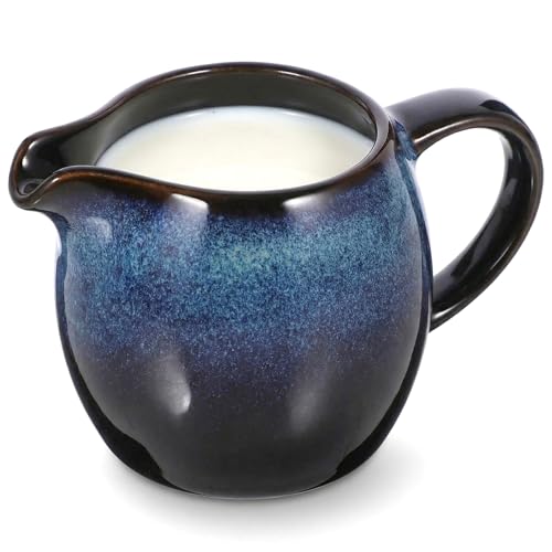 Ceramic Gravy Boat 95ml Vintage Creamer Pitcher with Handle Heat-Resistant Gravy Bowl for Coffee Milk Sauces Salad Dressings Broth
