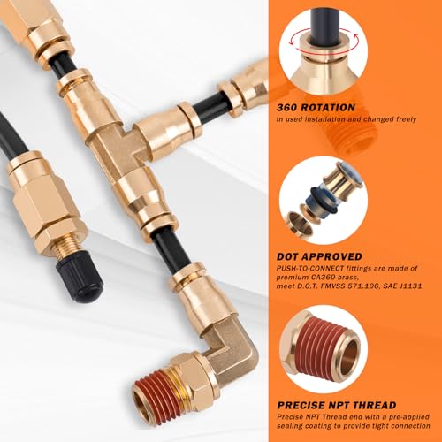 image for EilxMag Air Line Kit for Air Spring Bag Suspension with Fittings, 30 F