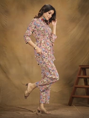 Image of NAINVISH Polyester Cord Set | Ethnic Co Ord Set | Casual Wear Pant Top Set | Fancy Co-Ord Set | Full Pair Set | Women Kurta Sets Kurtis | Women Kurta Pant Set | Coord Sets for Women