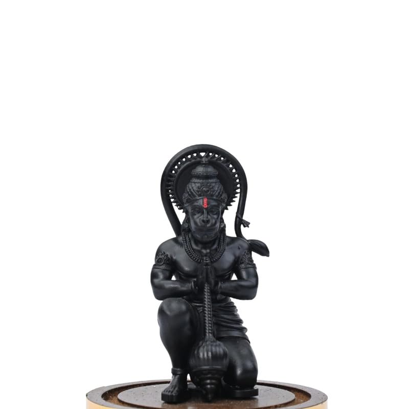 Image of Mahabali Hanuman Idol Black Look Small Divine Murti for Mandir, Car Dashboard, Home & Office | Resin Lord Hanuman Statue for Pooja, Vastu & Festival Gifting
