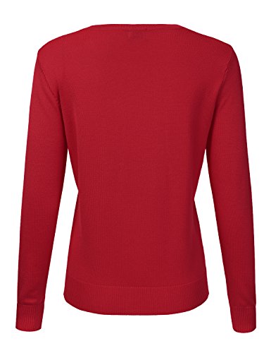 NINEXIS Women's Long Sleeve Button Down Soft Knit Cardigan Sweater RED XL