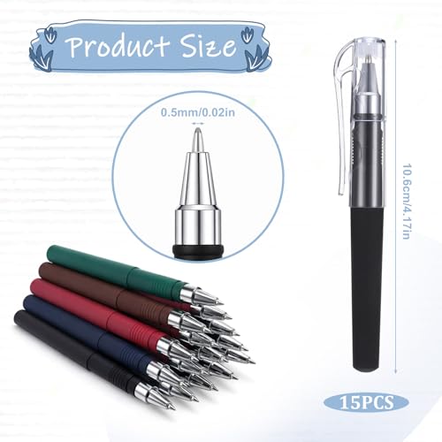 Bolígrafos gel mini 15 piezas punta 0.5mm tinta negra miniatura 2
