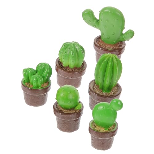 NUOBESTY 6 Piezas Adornos De Plantas Bonsái Tallos Artificiales Planta Falsa Alta Ornamento del Coche Mezcla para Macetas De Cactus Inflable Adornos De Palmeras Abono Suculento Green Resina