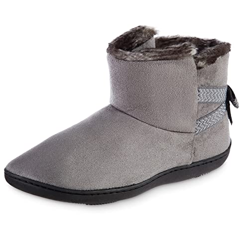 Chaussons Mallory Isotoner femme en micro suede avec noeud élégant