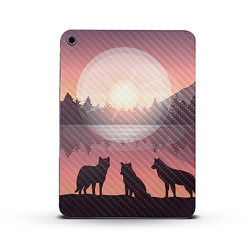 Image of MightySkins Carbon Fiber Skin Compatible with Apple iPad 10.9 inch 10th Gen (2022) Full Wrap Kit - Wolf Silhouette | Protective, Durable Textured Carbon Fiber Finish | Easy to Apply | Made in The USA