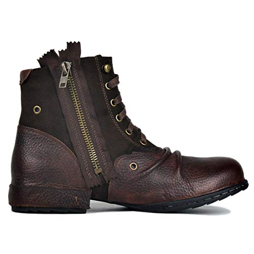 Image of OSSTONE Moto Boots for Men Fashion Zipper-up Leather Chukka Boots Casual Shoes OS-5008-8-US