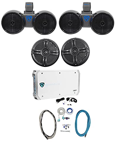 Rockville Bundle 6.5 pulg Wakeboard Tower Speakers y Amplificador