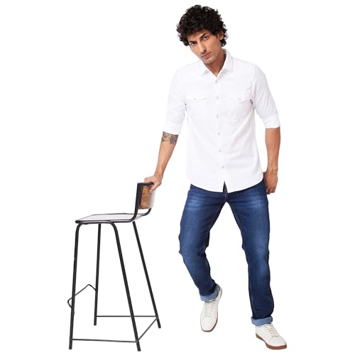 Image of Spykar Men's Slim Fit N /A Full Sleeve Solid Casual Shirts