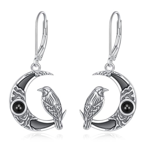 Boucles d'oreilles corbeau argent : le cadeau idéal avec onyx noir pour femme