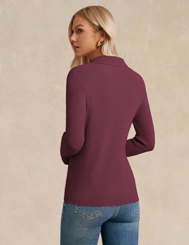 GRACE KARIN Sweaters for Women 2025 Fall Long Sleeve V Neck Collared Knitted Pullover Sweaters Dressy Casual Tops4