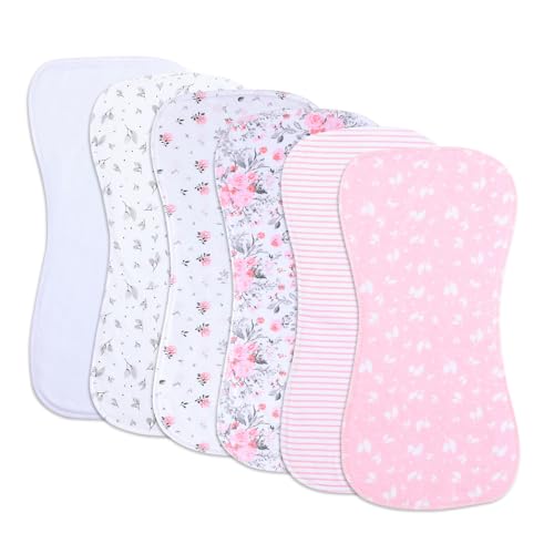 Image of 6 Pack Cotton Baby Burp Cloths Extra Absorbent Soft for Baby Boys and Girls