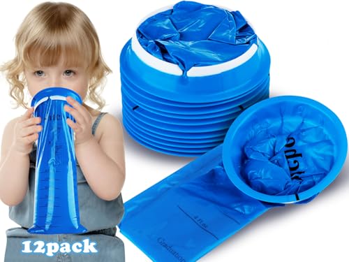 Valchoose 12 Pack Kids Vomit Bags Disposable, Hospital Grade 800ml Motion Sickness Bags for Car Kids...