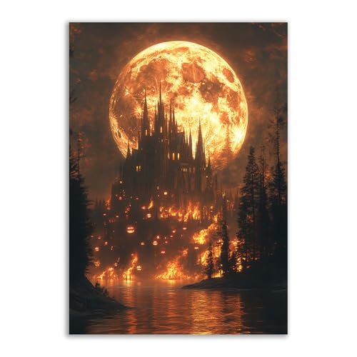Impression sur toile immense pleine lune décoration murale affiche 70x100