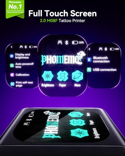 Phomemo M08F Plus Touchscreen Tattoo Stencil Printer, Bluetooth, Thermal | Precision Line Detail Printing, AR Tattoo Review, Compatible with Phone/Tablet/PC, for Advanced Tattoo Artist, Black - image 2