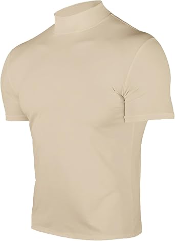 HJINGSUN Turtleneck Shirts for Men Solid Mock Neck Muscle Tshirts Slim Lightweight Short Sleeve Undershirt Fall Basic Tee Top