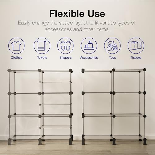 Image of BOXJOY 9 Shelf Plastic Book Shelf Organiser with White Translucent Panels and Bottom Stand Bookshelf Organizer Cabinet Rack for Bedroom Living Room Study Storage Showcase Display for Home