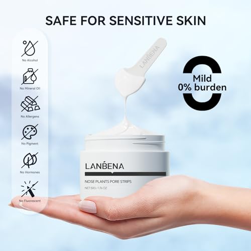 LANBENA Nose Strips for Blackheads (1.76 Oz), 100 pcs Nose Plants Pore Strips, Blackhead Remover Mask, NOTE: Place Bottle in Boiling Water for 5 min to Soften Dry/Solid Cream