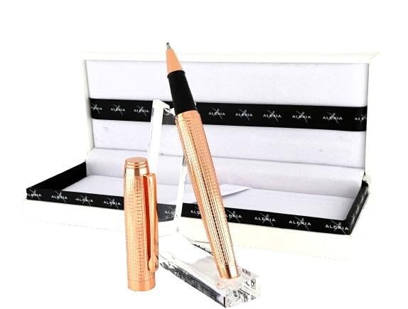 Generico Miedziane luksusowe pióro kulkowe z eleganckim etui, różowe złoto