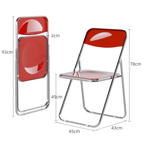 Chaise pliante en acrylique transparent et assise compacte en métal