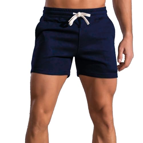 Image of Men 5.5 /7 Inch Cotton Sweat Shorts Men Cotton Workout Short with Pockets