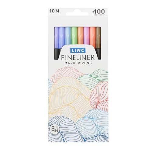 Image of Linc Fineliner Marker Pens, 0.4 mm (Multicolor, Pack of 10)